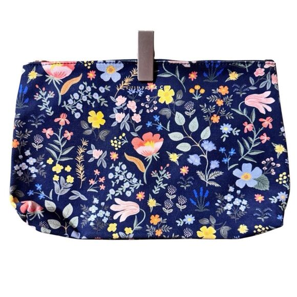 NWOT- Rifle Paper Co.- Bramble Zippered Pouch Set Navy Floral Pouch Duo - Picture 3 of 10